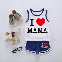 I Love MAMA Kids Sando Style 2-Pcs Summer Suit. (SD+SH)