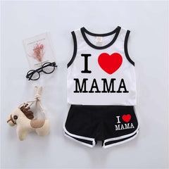 I Love MAMA Kids Sando Style 2-Pcs Summer Suit. (SD+SH)