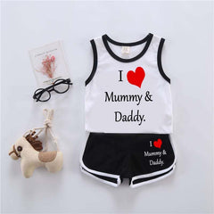 I Love D+M Kids Sando Style 2-Pcs Summer Suit. (SD+SH)