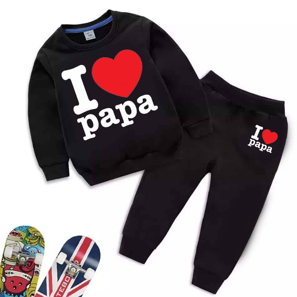 I Love PAPA Kids Sweat Style Winter Tracksuit