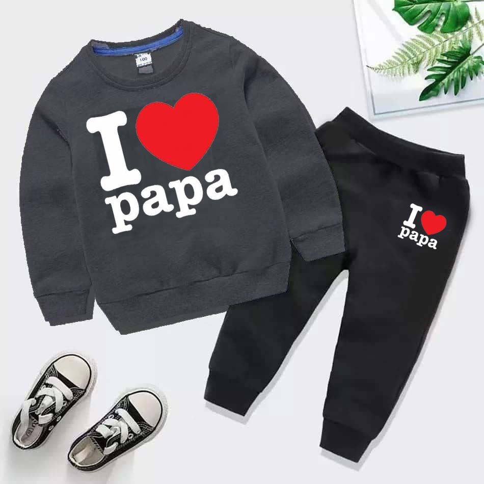 I Love PAPA Kids Sweat Style Winter Tracksuit