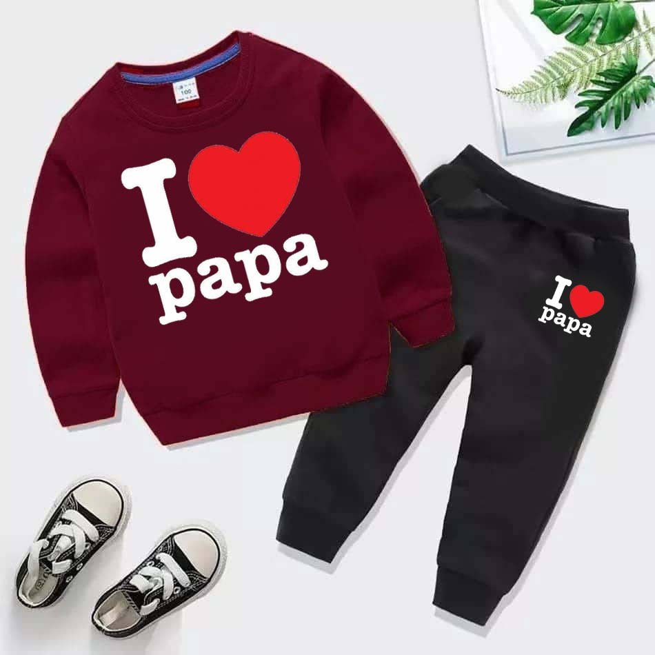 I Love PAPA Kids Sweat Style Winter Tracksuit