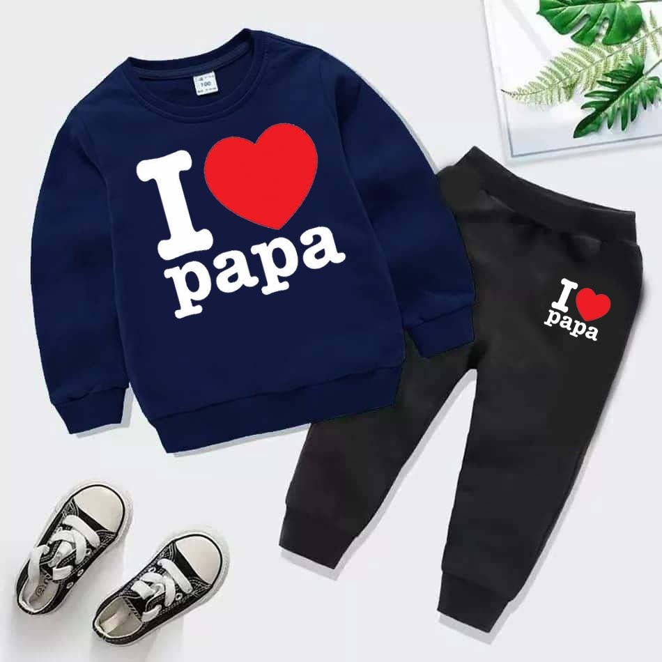 I Love PAPA Kids Sweat Style Winter Tracksuit