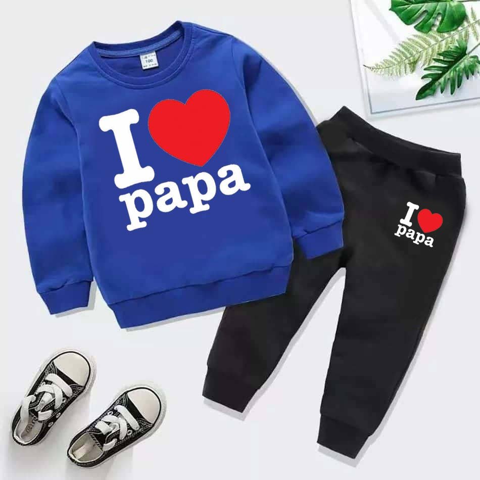 I Love PAPA Kids Sweat Style Winter Tracksuit