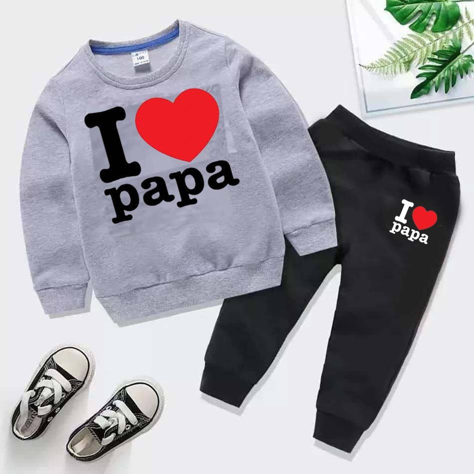 I Love PAPA Kids Sweat Style Winter Tracksuit