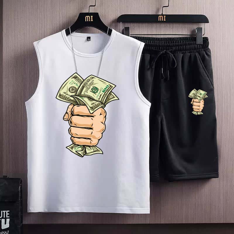 Sleeveless Tshirt Style 2-Pcs Summer Suit.