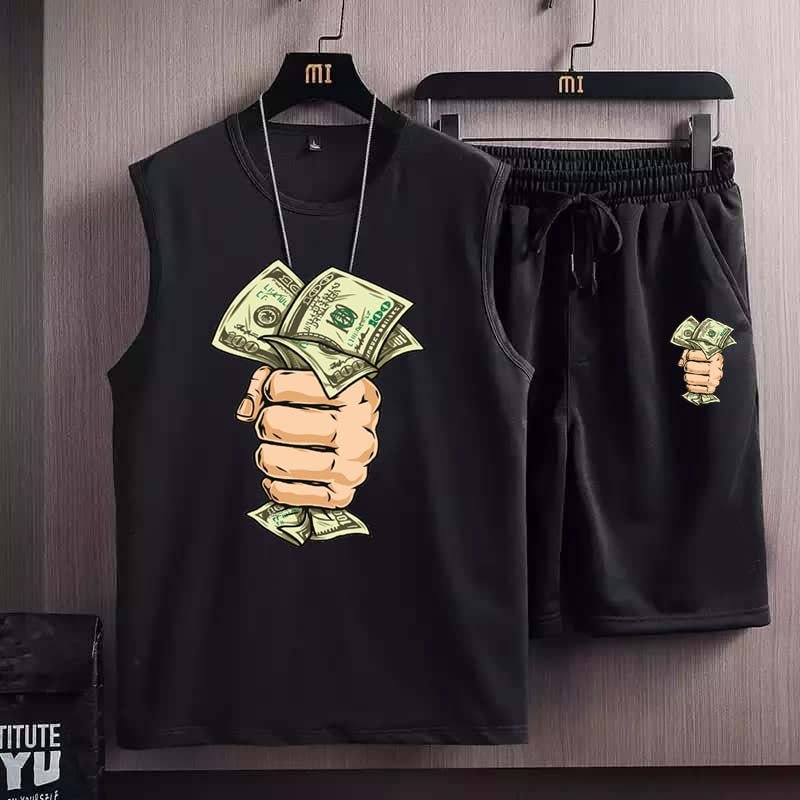 Sleeveless Tshirt Style 2-Pcs Summer Suit.