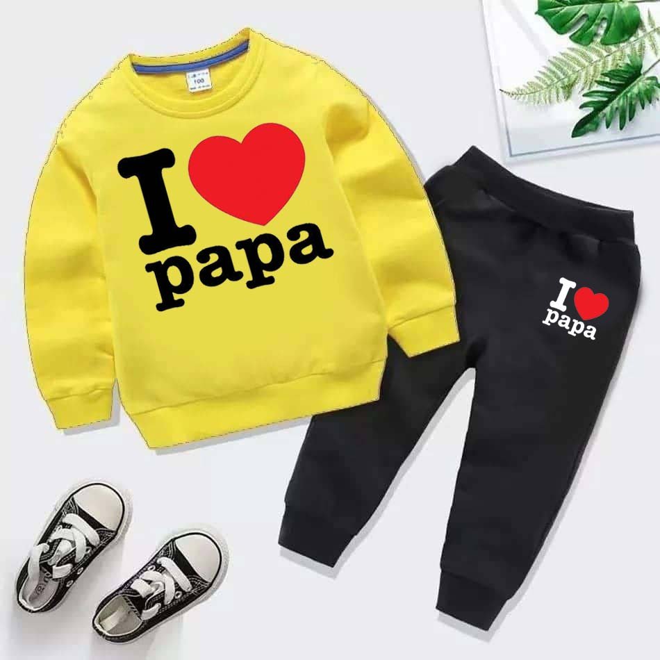 I Love PAPA Kids Sweat Style Winter Tracksuit