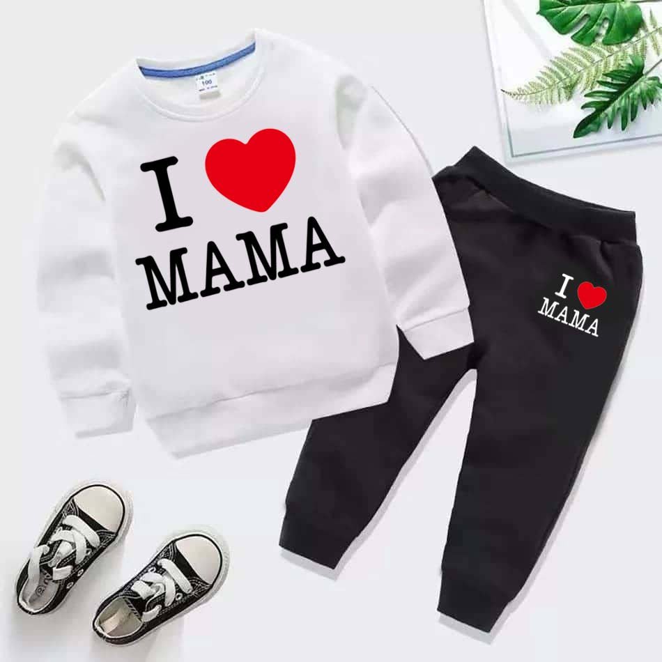 I Love MAMA Kids Sweat Style Winter Tracksuit