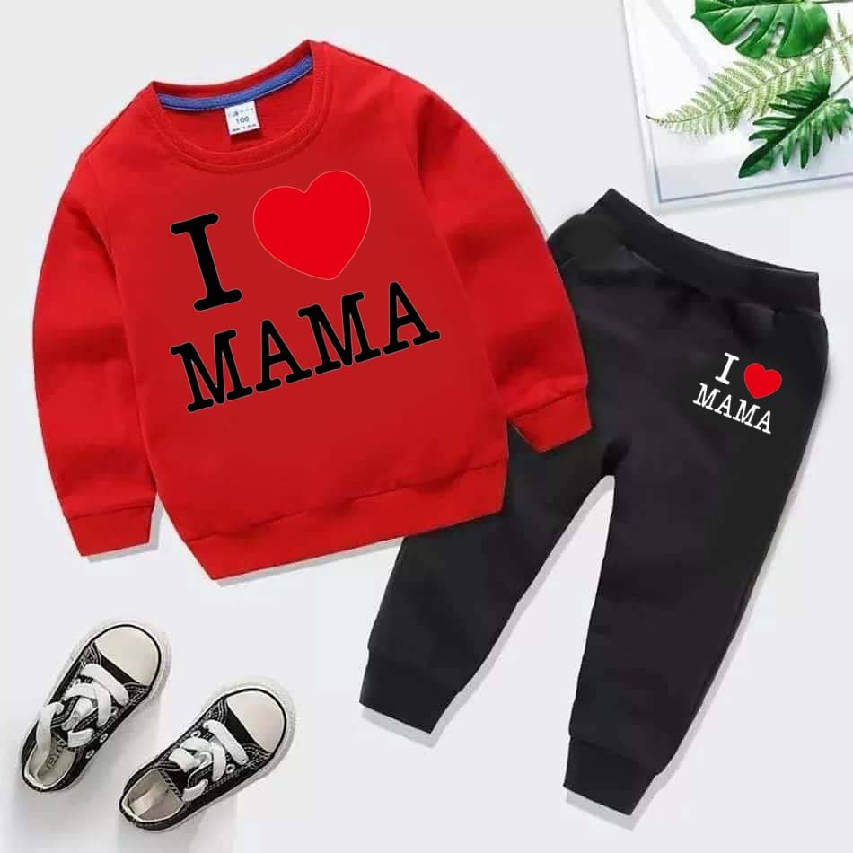 I Love MAMA Kids Sweat Style Winter Tracksuit