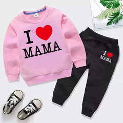 I Love MAMA Kids Sweat Style Winter Tracksuit