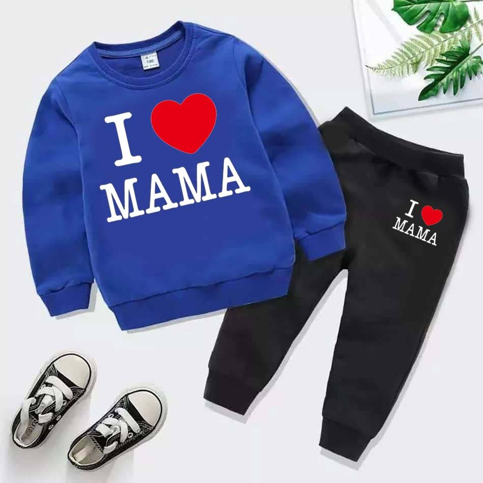 I Love MAMA Kids Sweat Style Winter Tracksuit