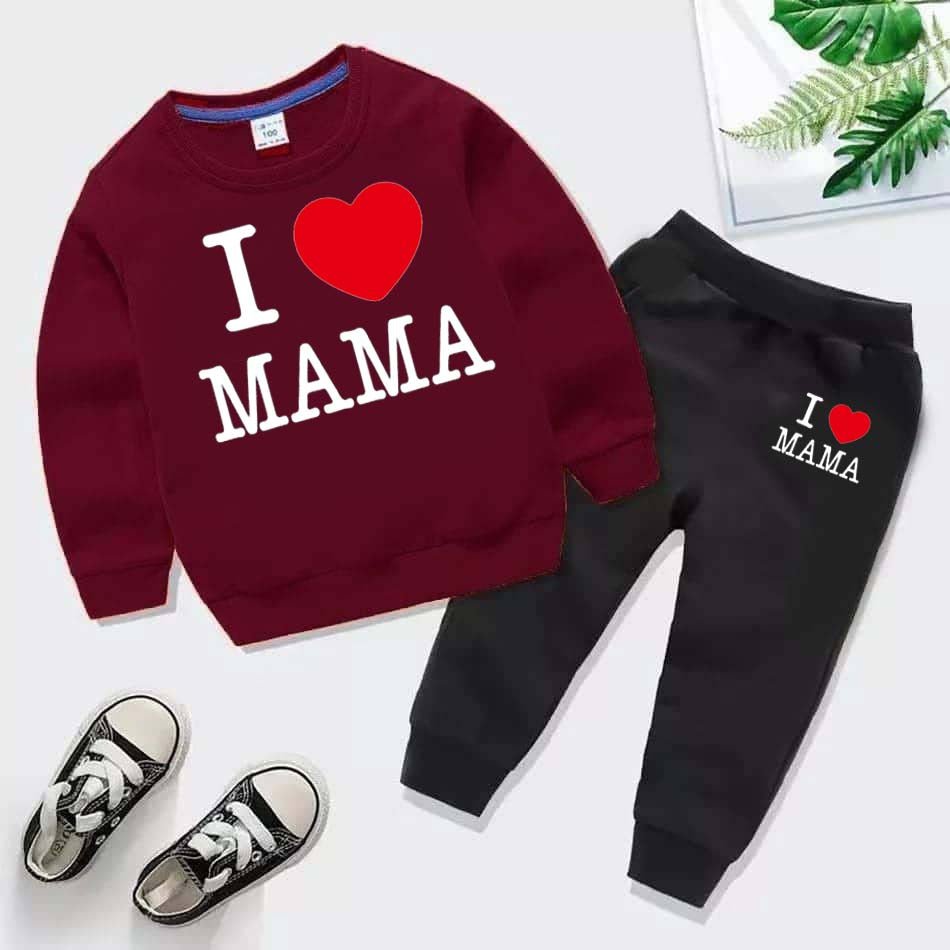 I Love MAMA Kids Sweat Style Winter Tracksuit