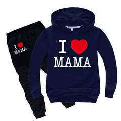 I Love MAMA Kids Hoodie Style Winter Tracksuit