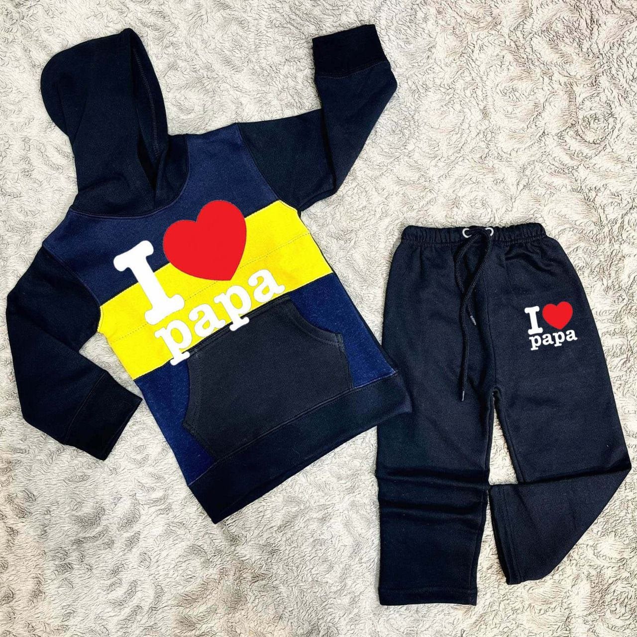 Kids I Love Papa Pull Over Printed Pull-Over Hoodie Style Track-Suit.