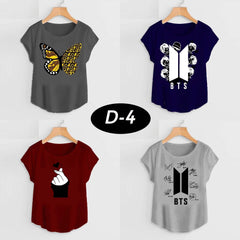 Bundle Of 4 Funky Cap-Sleeve Printed Tshirt's For Her.