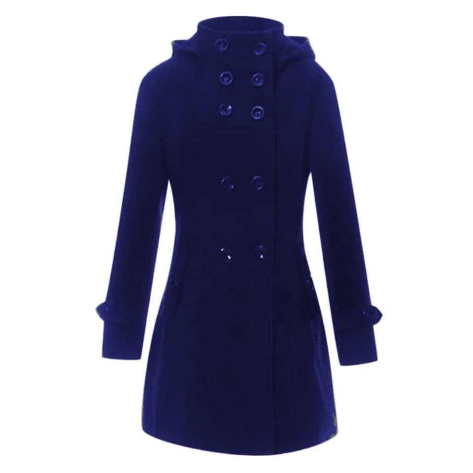 6-Button Hooded Style Casual Winter Fleece Coat For Her.