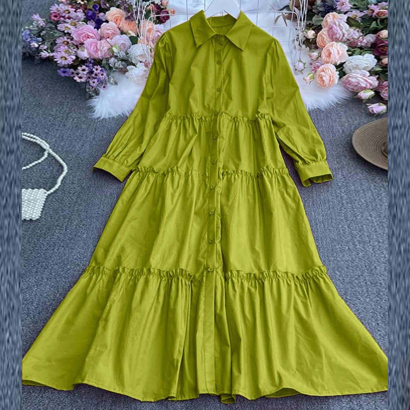 Frill Style Western Patch-Work Long Frock.