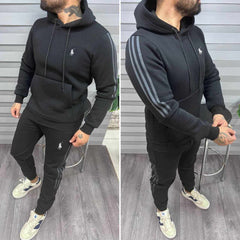 RL Casual Striped Hoodie Style 2-Pcs Winter Tracksuit. MWTS-503