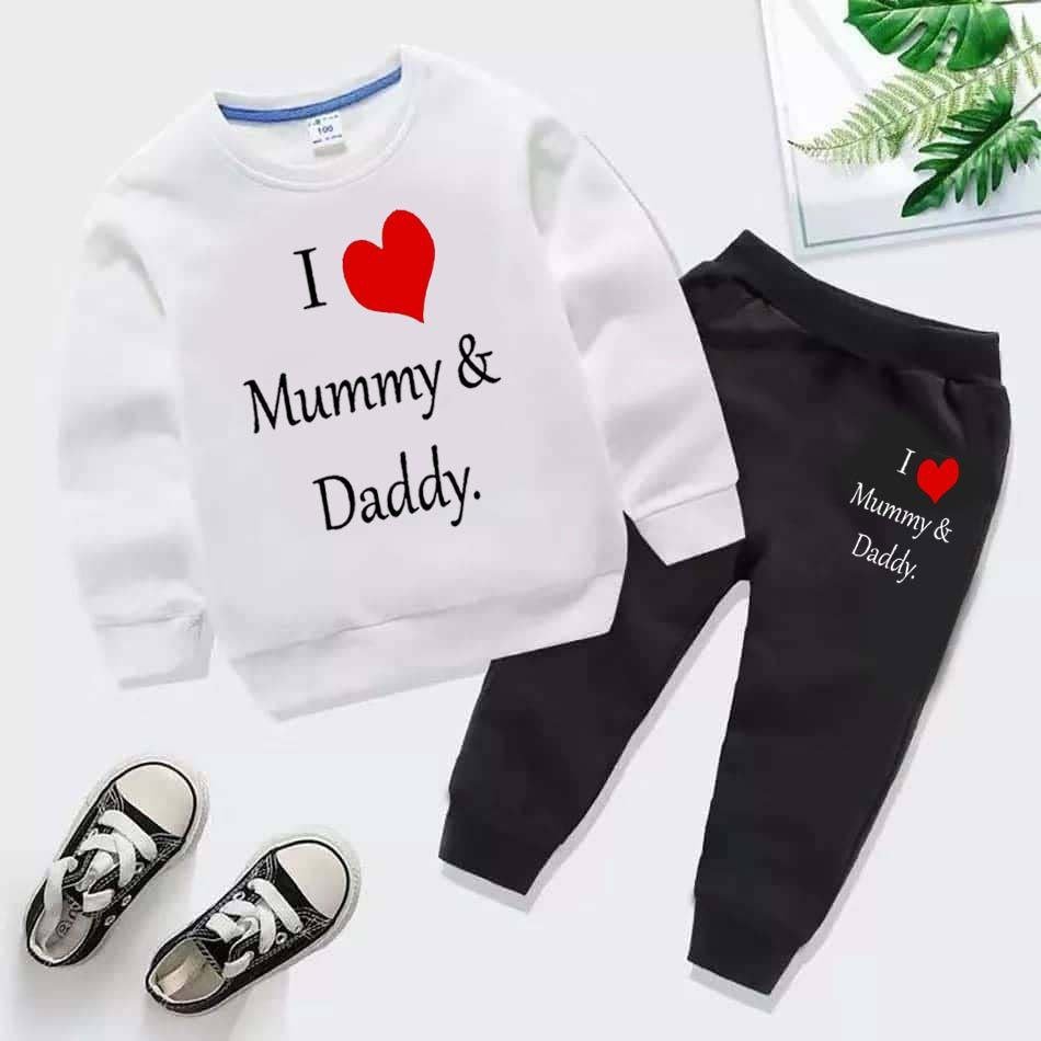 Kids Printed I love Mummy and Daddy Sweat-Shirt Style Track-Suit.