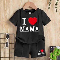 I Love MAMA Kids Pintex Style 2-Pcs Summer Suit. (HTS+SH)