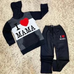 Kids I Love Mama Pull Over Printed Pull-Over Hoodie Style Track-Suit.