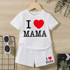 I Love MAMA Kids Pintex Style 2-Pcs Summer Suit. (HTS+SH)