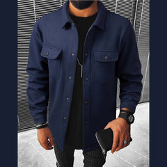 Double Pocket Collar Style Casual Fleece Winter Button Jacket D-3.