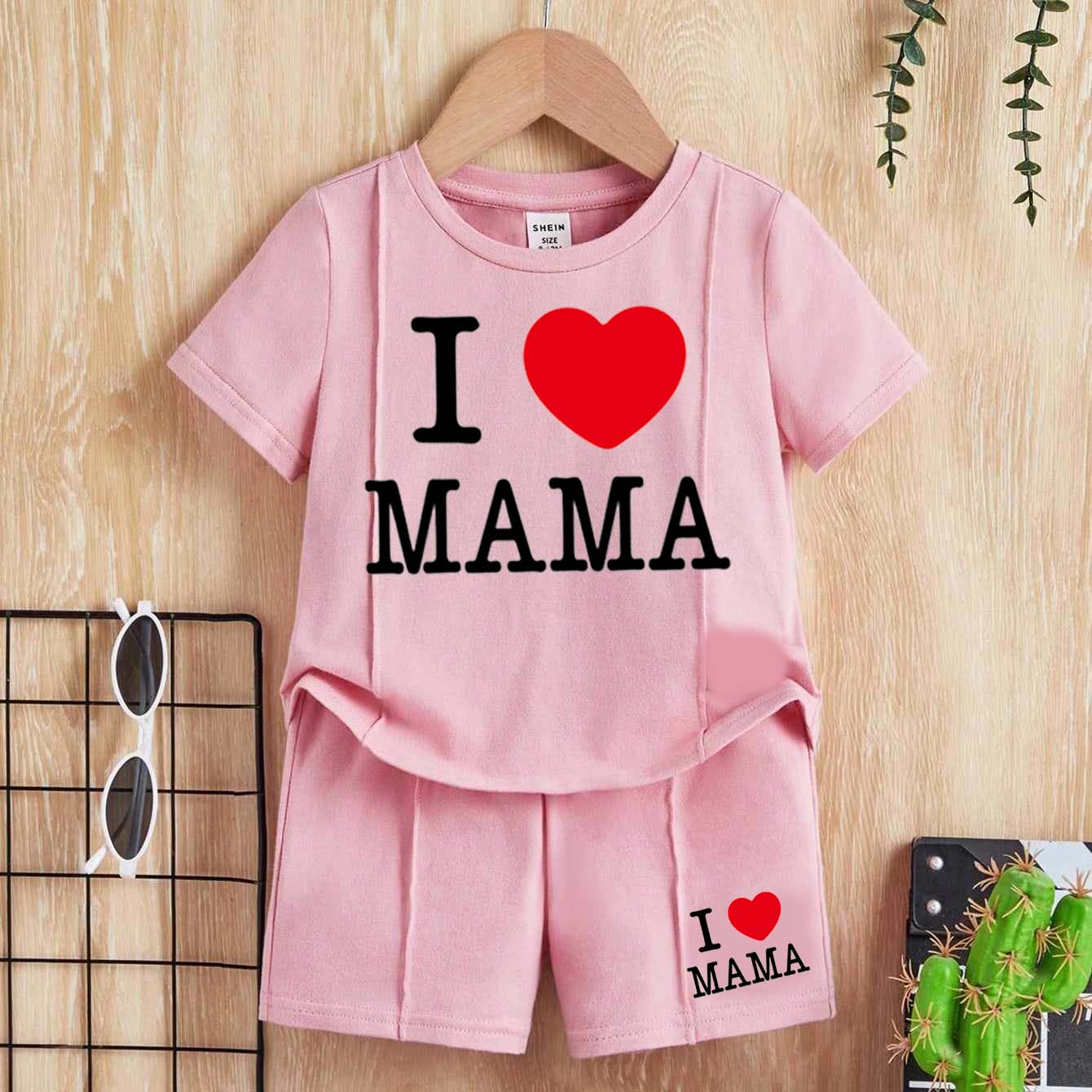 I Love MAMA Kids Pintex Style 2-Pcs Summer Suit. (HTS+SH)