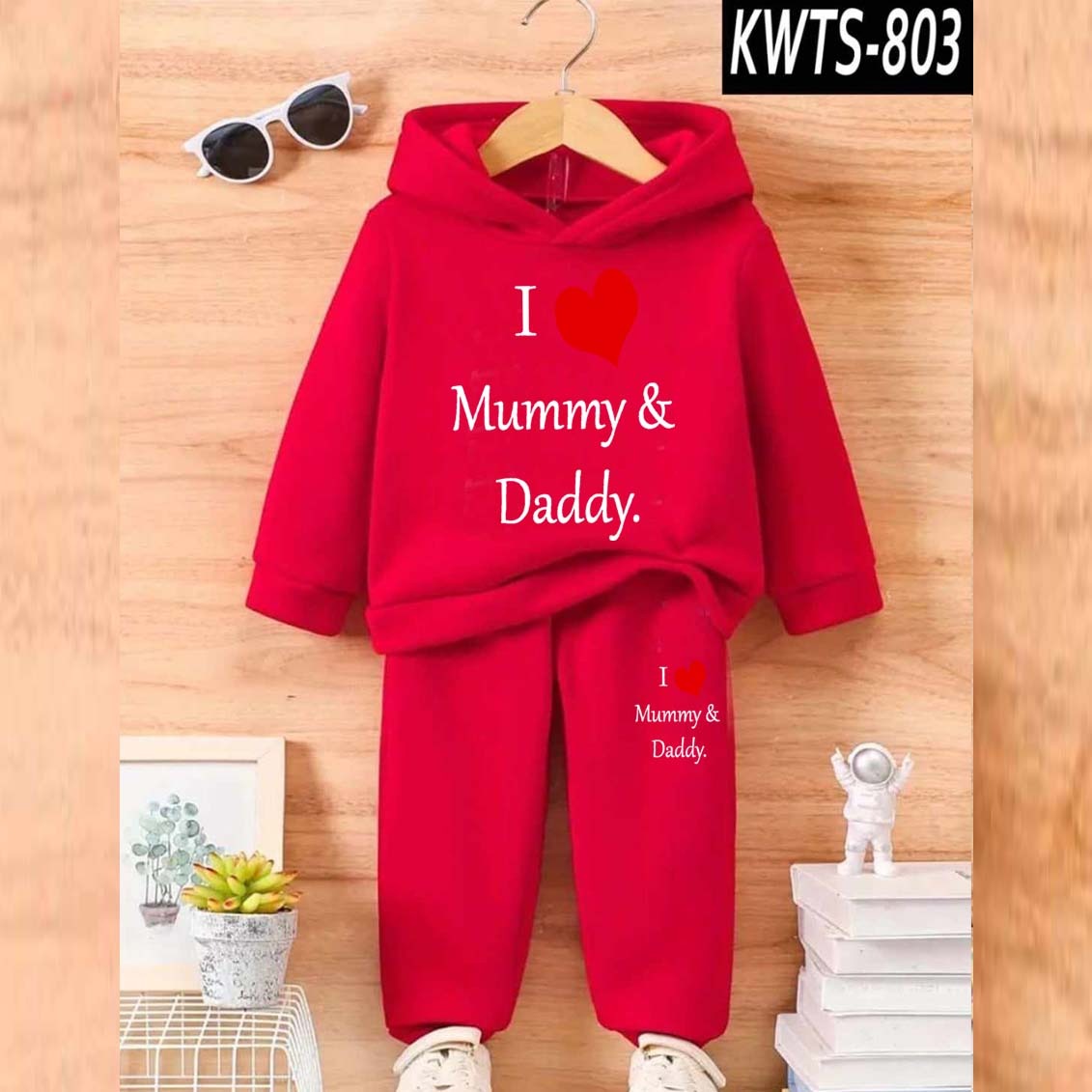 I love Mummy and Daddy Kids Hoodie Style 2-Pcs Winter Track-Suit. KWTS-803