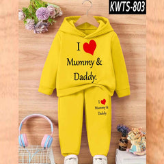 I love Mummy and Daddy Kids Hoodie Style 2-Pcs Winter Track-Suit. KWTS-803