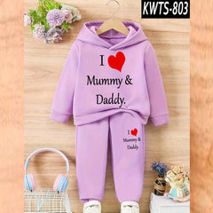 I love Mummy and Daddy Kids Hoodie Style 2-Pcs Winter Track-Suit. KWTS-803