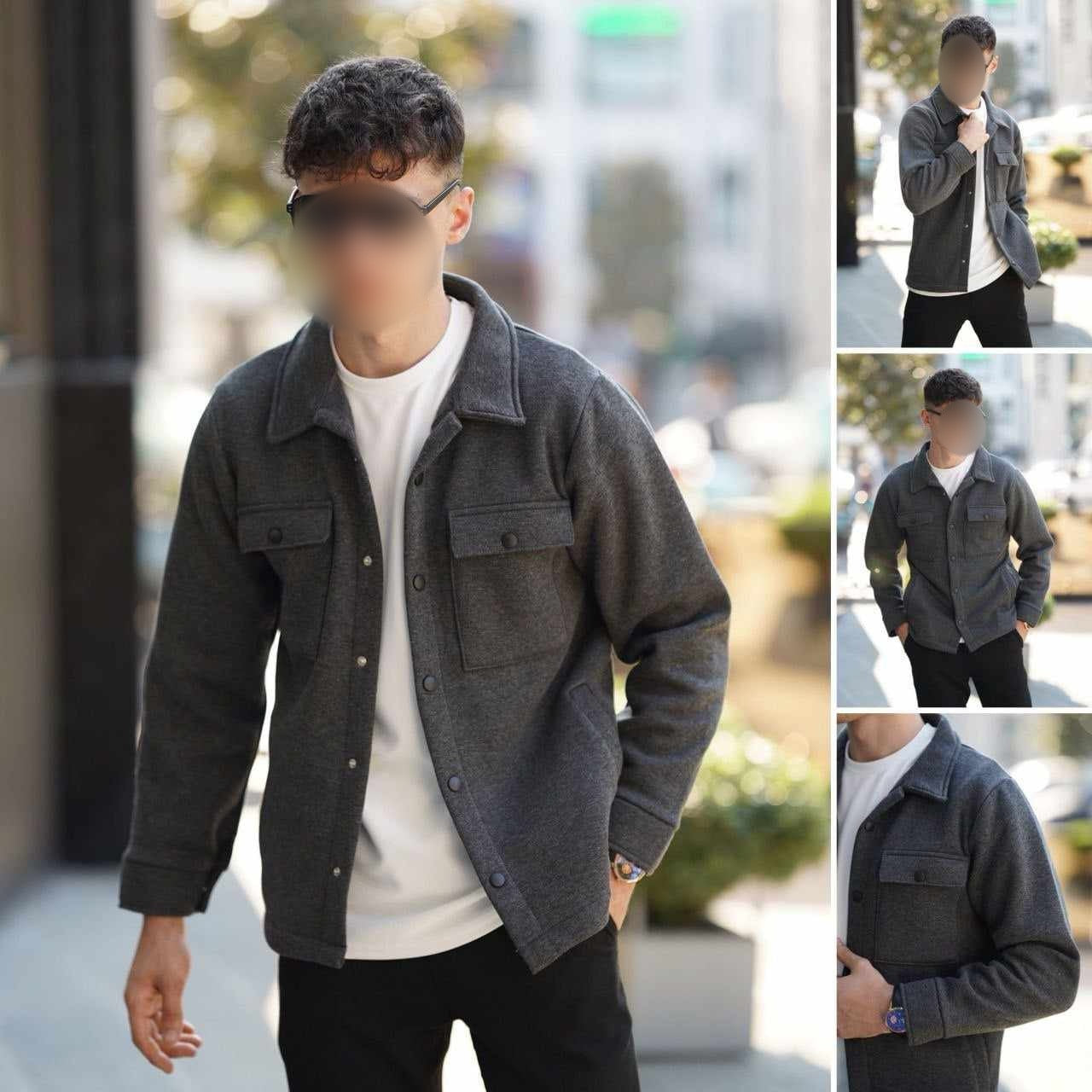 4-Pocket Collar Style Casual Fleece Winter Button Jacket D-2.