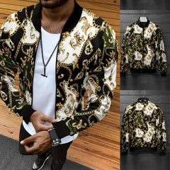 Hawaii Style Golden Texture 3D Printed Winter Zipper Jacket. MWJ-405