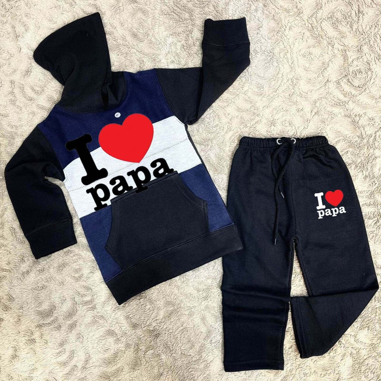 Kids I Love Papa Pull Over Printed Pull-Over Hoodie Style Track-Suit.