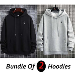 Bundle Of 2 Pull-Over RL Printed Casual Hoodies For Winter's.