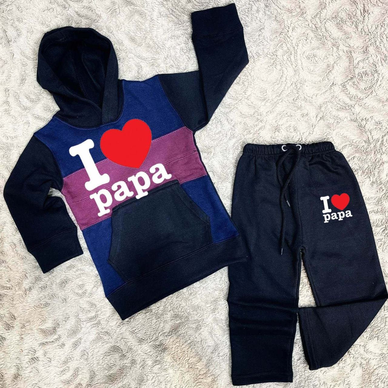 Kids I Love Papa Pull Over Printed Pull-Over Hoodie Style Track-Suit.