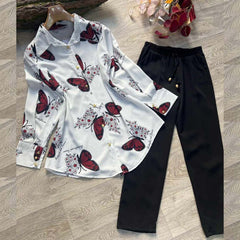 Butterfly Printed 2-Pcs Turkish Co-Ord Set For Summer's.