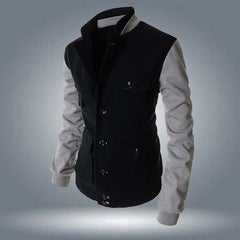 Contrast Sleeves 4-Pocket Premium Quality Winter Fleece Coat.