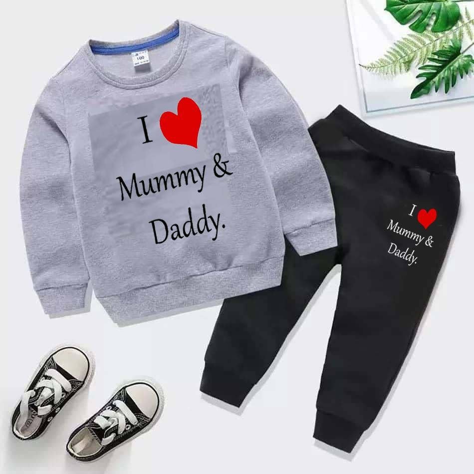 Kids Printed I love Mummy and Daddy Sweat-Shirt Style Track-Suit.