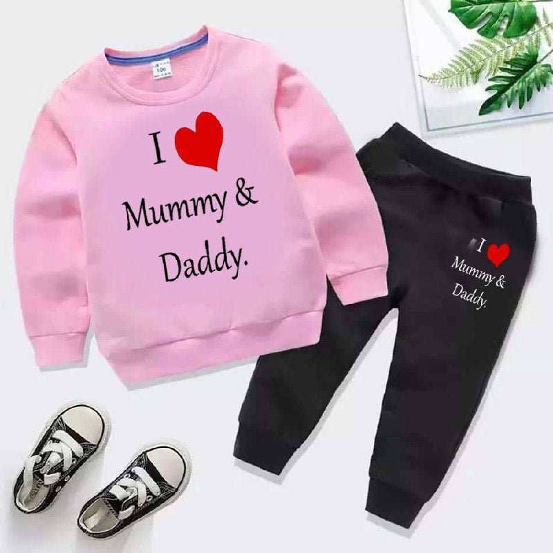 Kids Printed I love Mummy and Daddy Sweat-Shirt Style Track-Suit.