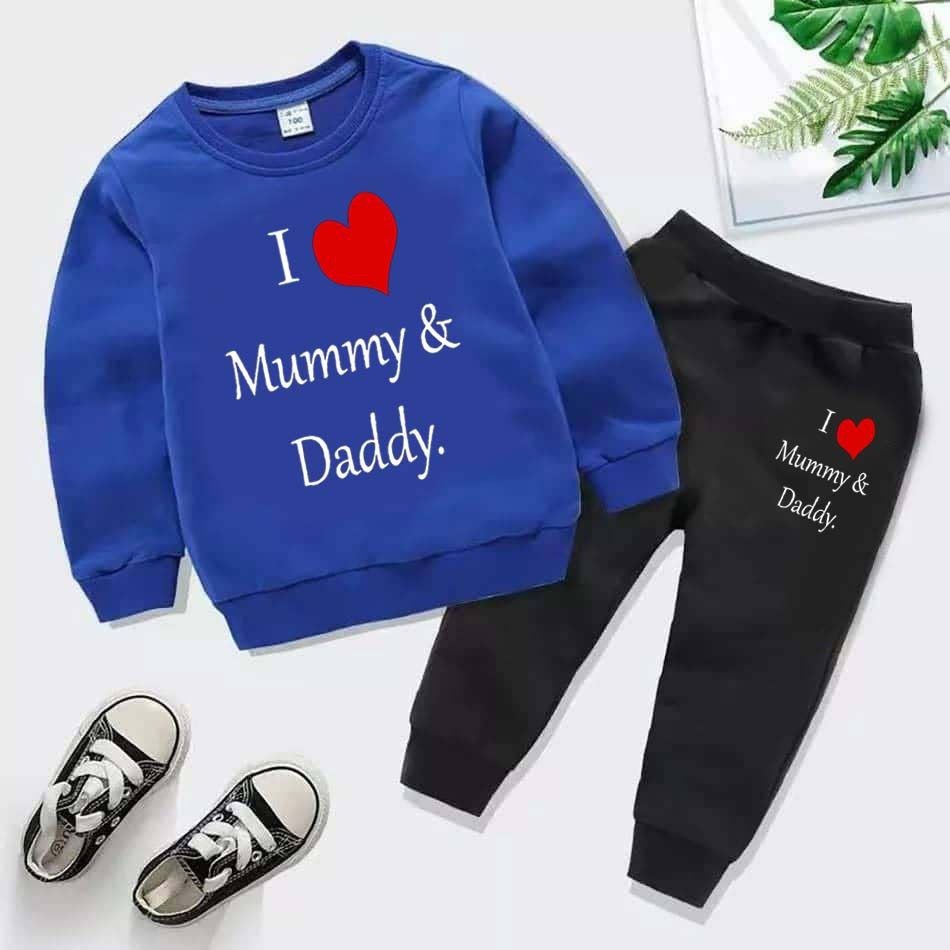 Kids Printed I love Mummy and Daddy Sweat-Shirt Style Track-Suit.