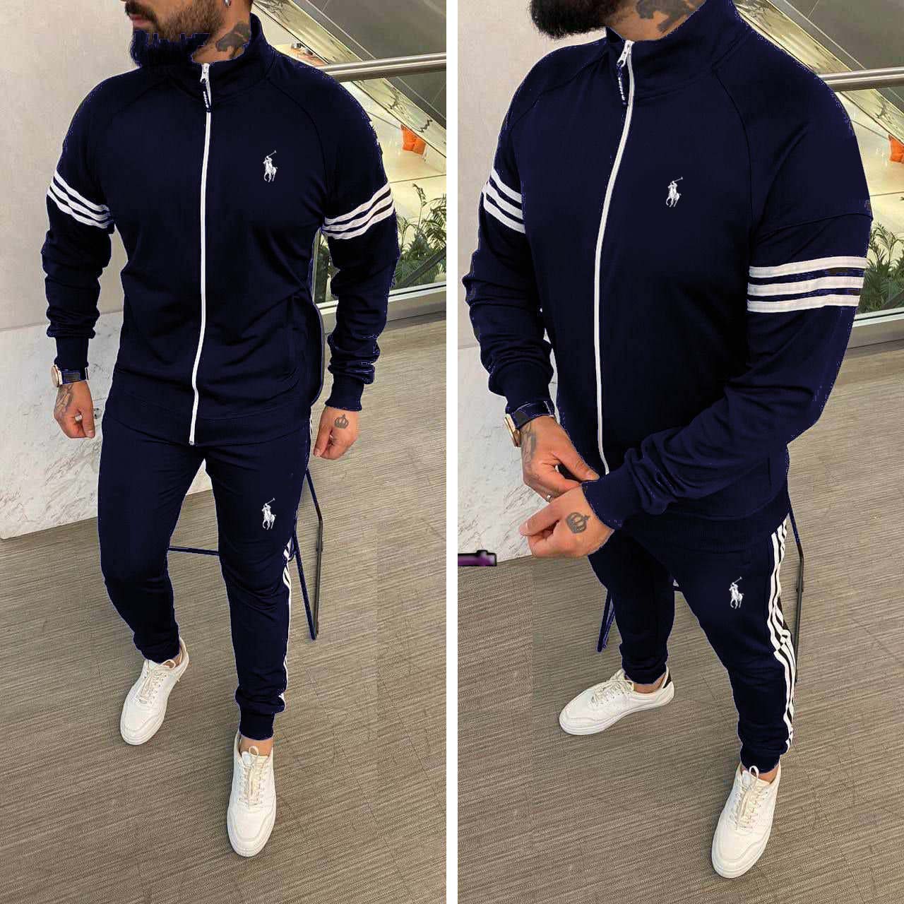 Stripe Jacket Style 2-Pcs Premium Quality Winter Tracksuit D-17.