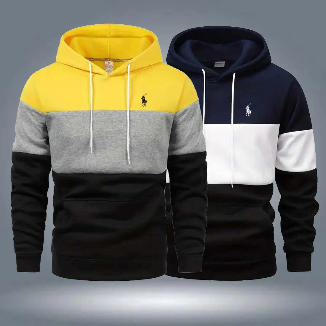 Bundle Of 2 Multi-Colour Pull-Over Printed Casual Hoodies For Winter's.