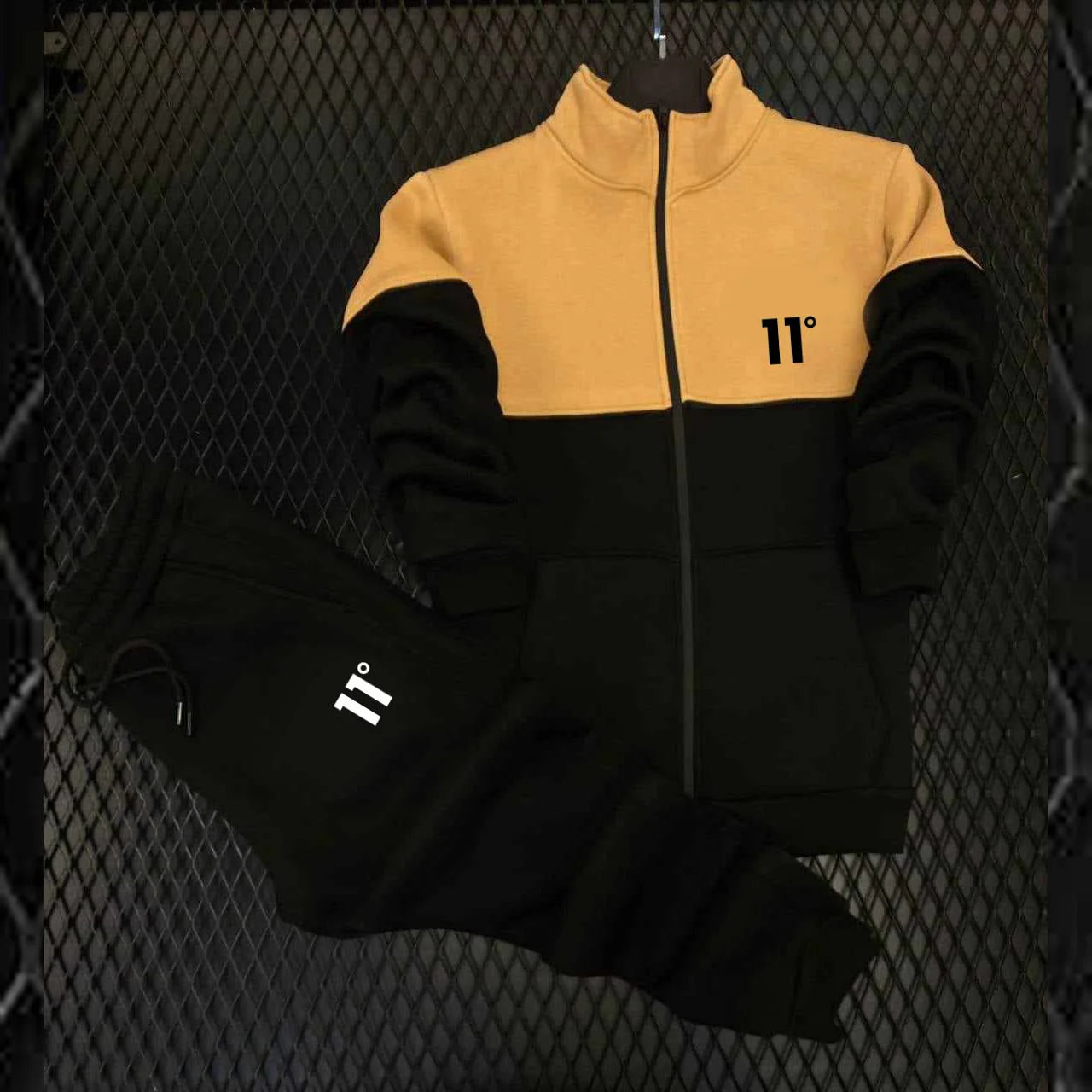 11-Degree Contrast Jacket Style 2-Pcs Premium Quality Winter Tracksuit. MWTS-505