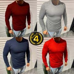 Bundle Of 4 Sweat-Style O-Neck Full Sleeve Tshirt For Summer's. S1